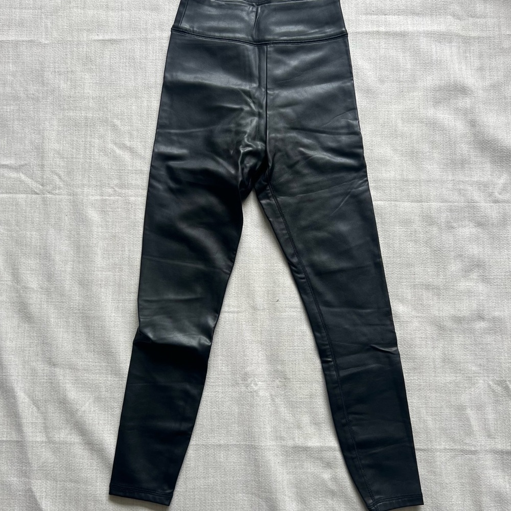 Black High-Waisted Faux Leather Leggings